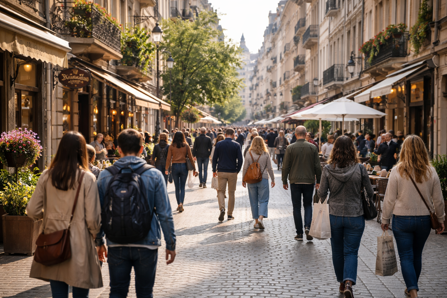 scène de vie dans une ville européenne contemporaine
